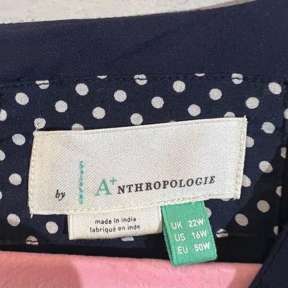 Anthropologie 16w maxi dress a+ plus size blue red  flowers sleeve under viscose - Picture 10 of 13